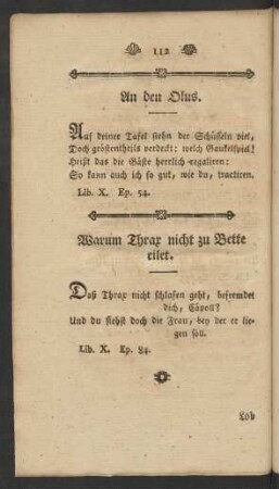 Warum Thrax nicht zu Bette eilet