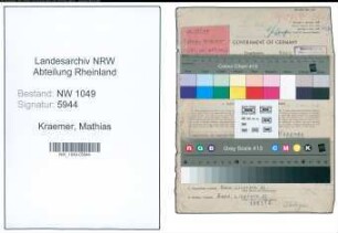 Entnazifizierung Mathias Kraemer , geb. 20.11.1890 (Trichinenschauer)