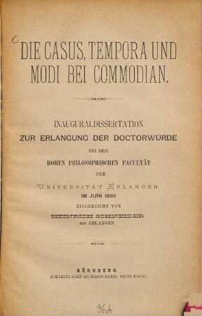 Die Casus, Tempora und Modi bei Commodian