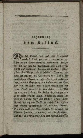 Abhandlung vom Kallus.