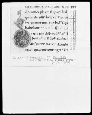 Evangelistar (Gero-Kodex) — Initiale D(ixit Jesus), Folio 38recto
