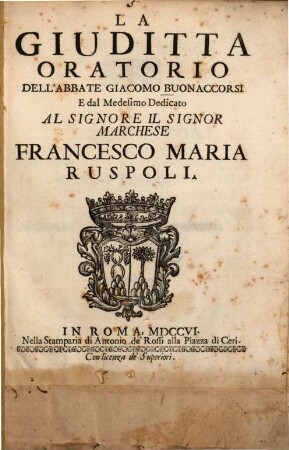La Giuditta : Oratorio