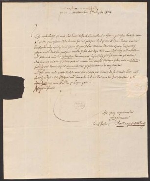 Johann Leonhard Schrag (1783-1858) Nachlass: Brief von E.T.A. Hoffmann an Johann Leonhard Schrag - BSB Schragiana I. Hoffmann, Ernst Theodor Amadeus.1
