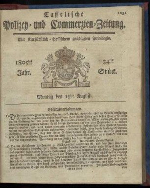 34tes Stueck, Montag den 19ten August 1805