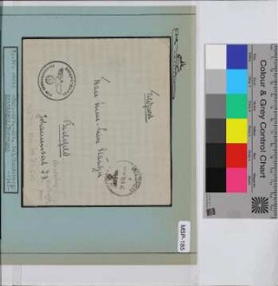 Privat-Feldpostbrief, Schiffsname/Landeinheit: 2. Batterie Marine Artillerie Abteilung 503, Feldpostnr. 16074; Frankatur, Mi.-Nr.: [Keine]; Poststempel: Feldpost b 18.4.42; Nebenstempel: Feldpost-Nr. 06242 (Stab Marine Artillerie Abteilung 503)