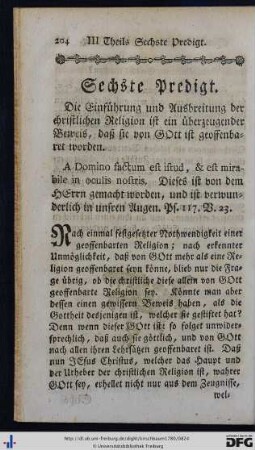 Sechste Predigt.