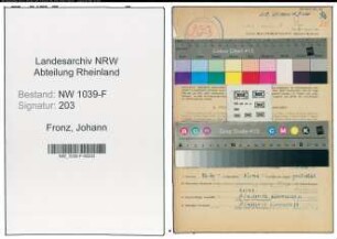 Entnazifizierung Johann Fronz , geb. 26.12.1906 (Beamter)