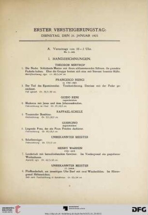 Erster Versteigerungstag (Nr. 1-403)