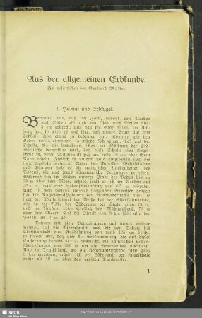 Aus der allgemeinen Erdkunde