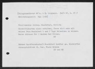 Brief von Gerhart Hauptmann und Margarete Hauptmann an Schlesisches Musikfest 