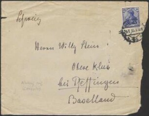 Brief von Dora Hitz an Wilhelm Stein