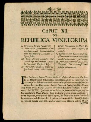 Caput XII. De Republica Venetorum.