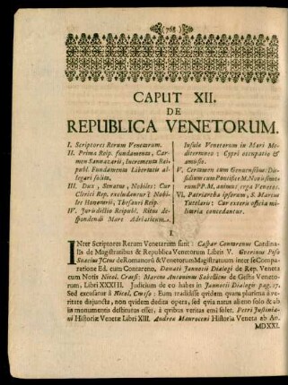 Caput XII. De Republica Venetorum.