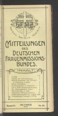Band IV. Oktober 1910. Nr. 10