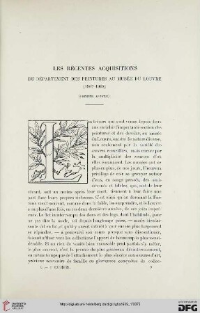 4. Pér. 1.1909: Les récentes acquisitions du département des peintures au Musée du Louvre (1907 - 1908), 1