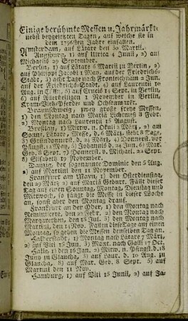 Einige berühmte Messen u. Jahrmärkte[...]