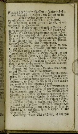 Einige berühmte Messen u. Jahrmärkte[...]