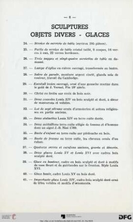 Sculptures - Objets divers - Glaces (Nr. 24-41)