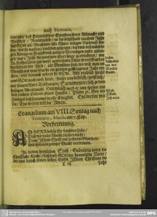 Evangelium am VIII. Sontag nach Trinitatis, Matth. am 7. Cap.