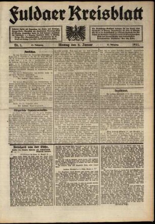 Ausgabe vom Montag, den 02. Januar 1911.