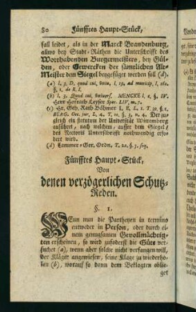 80-90, Fünfftes Haupt-Stück, von denen verzögerlichen Schutz-Reden