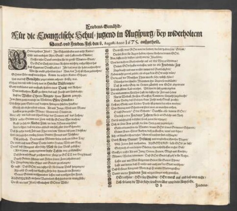 Friedens-Gemähld ... Annon 1675. außgetheilt.