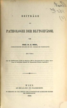 Separatabdrücke aus den Sitzungsberichten der Kais. Akademie d. Wiss. in Wien, math.-nat. El.. 5