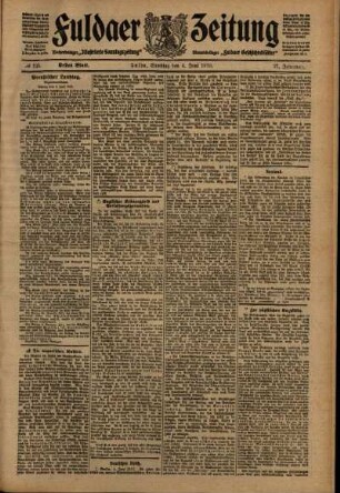 Erste Ausgabe vom Samstag, den 04. Juni 1910.