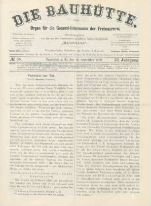 No. 38. Frankfurt a. M., den 18. September 1909. 52. Jahrgang.