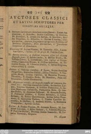 Auctores Classici Et Latini Scriptores Per Singulas Aetates.