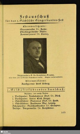 Festausschuß für das 1. Sächsische Sängerbundes-Fest
