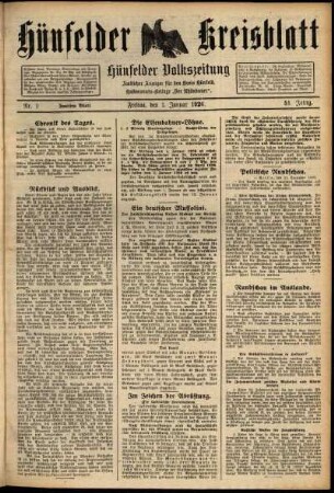 Zweite Ausgabe vom Freitag, den 01. Januar 1926.