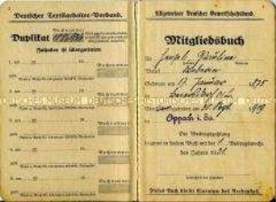 Mitgliedsbuch des Allgemeinen Deutschen Gewerkschaftsbundes