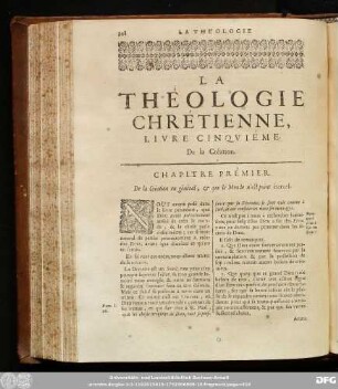 Chapitre Prémier. De la Création en général, & que le Monde n'est pont éternel.