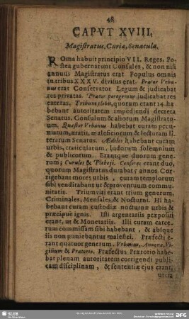 Caput XVIII. Magistratus, Curiae, Senacula
