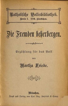 Die Fremden beherbergen : Erzählung für das Volk