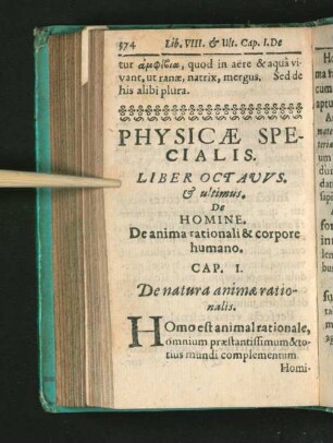Physicae Specialis. Liber Octavus. & ultimus. De Homine. ...