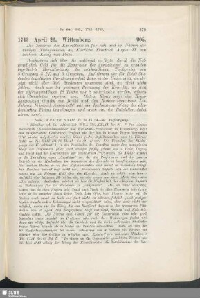 905. 1743, April 26. Wittenberg