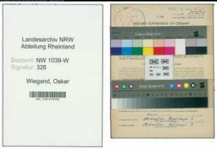 Entnazifizierung Oskar Wiegand , geb. 20.02.1892 (Musiker)