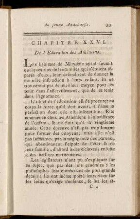 Chapitre XXVI. De l'Education des Athéniens.