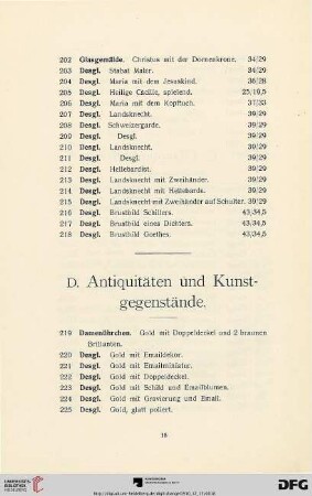 D. Antiquitäten und Kunstgegenstände (Nr. 219-550)