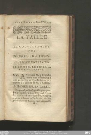 La Taille Et Le Gouvernement Des Arbres Fruitiers. Huitéme Entretien.