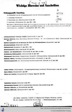 Wichtige Hinweise, Vorwort, Inhaltsverzeichnis, Postleitzahlen, Straßenumbenennungen.