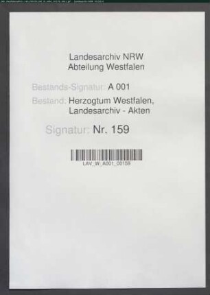 Pacht-Rechnung der Oberkellnerei Arnsberg