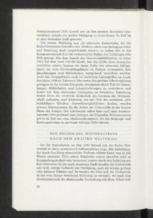 Der Beginn des Wiederaufbaus nach dem zweiten Weltkrieg
