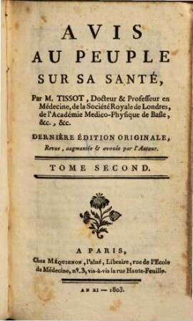 Avis au Peuple sur sa santé, 2.