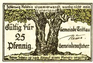 Notgeld der Gemeinde Trittau in Holstein