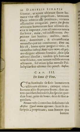 Cap. III. De Bono & Fine.