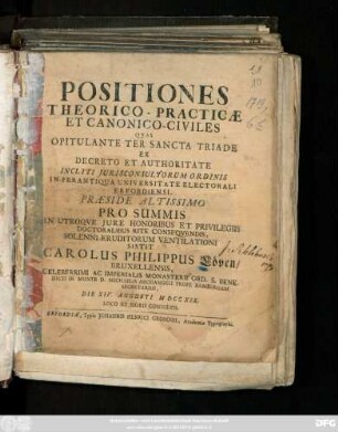 Positiones Theorico-Practicæ Et Canonico-Civiles