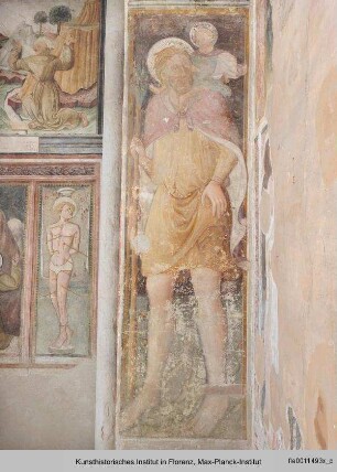 Freskenausmalung mit Heiligen : Heiliger Christophorus